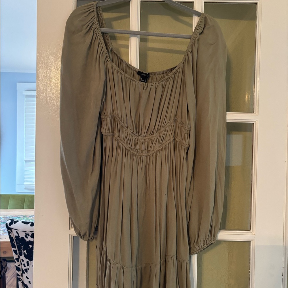 Forever 21 Long Sleeve Olive Dress